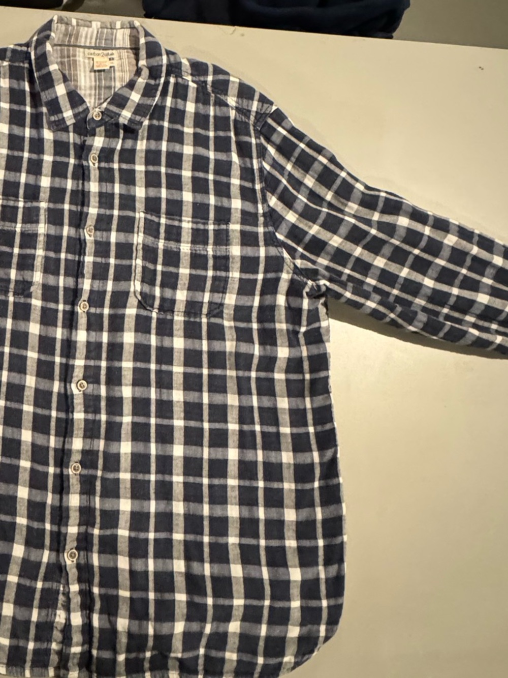 Carbon2Cobalt Casual Navy & White Plaid Button-Down Shirt